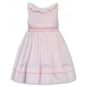 Sarah Louise Girls Pale Pink Smocked Sleeveless Dress